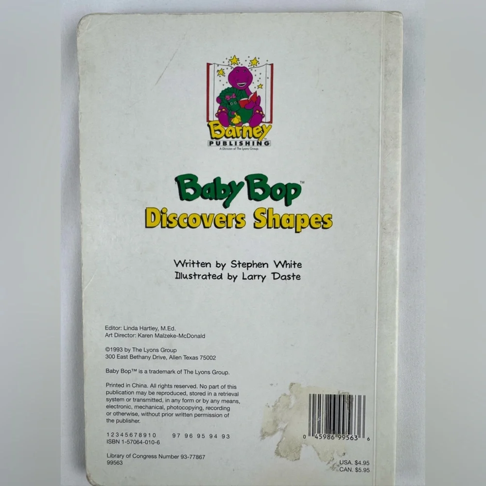 Vintage 90’s Baby Bop Discovers Shapes Touch and Feel Children’s Book